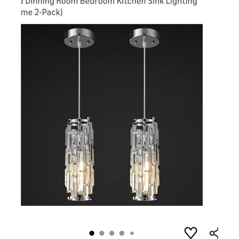LMQNINE Pendant Lights Modern Chrome Light Mini 2 Crystal Chandelier Pendant